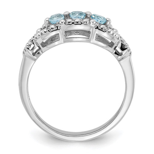 Sterling Silver Rhodium-Plated Light Swiss Blue Topaz Ring, 2.33 mm - View 2