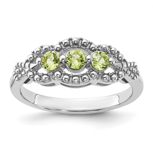 Sterling Silver Rhodium-Plated Peridot Ring, 2.48 mm
