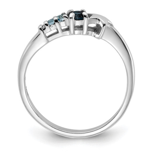 Sterling Silver Rhodium-Plated London and Lt Swiss Blue Topaz and Cubic Zirconia Star Curve Ring, 1.89 mm - View 2