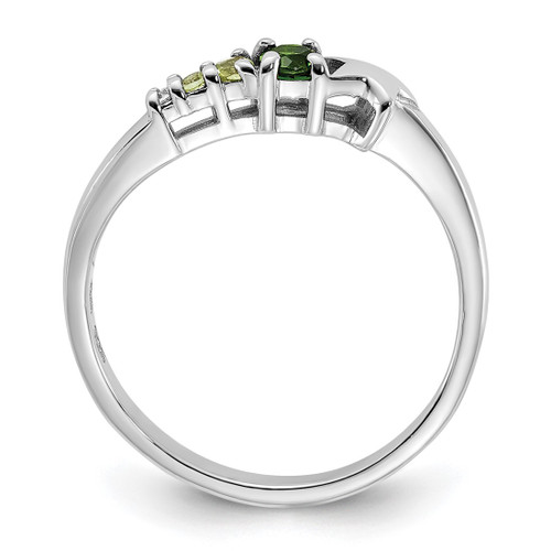 Sterling Silver Rhodium-Plated Chrome Diopside and Peridot and Cubic Zirconia Star Curved Ring, 1.81 mm - View 2