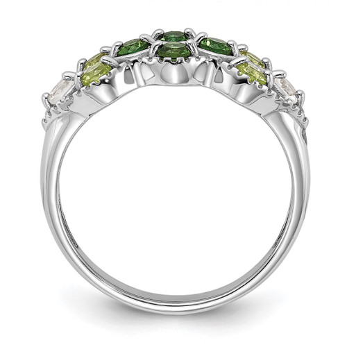 Sterling Silver Rhodium-Plated Chrome Diopside Peridot and White Topaz Ring, 2.31 mm - View 2