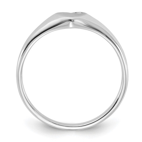 Sterling Silver Rhodium-Plated Cubic Zirconia Heart Signet Ring, 1.5 mm - View 2