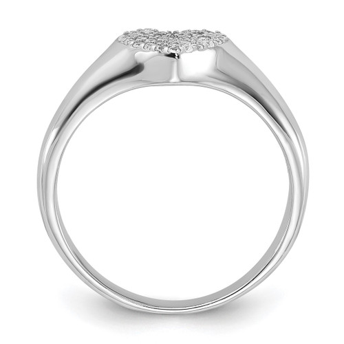 Sterling Silver Rhodium-Plated Micro Pave Cubic Zirconia Heart Ring, 2 mm - View 2