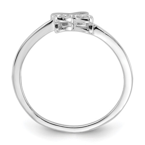 Sterling Silver Rhodium-Plated Cubic Zirconia Double Heart Ring, 0.9 mm - View 2