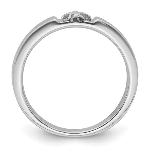 Sterling Silver Rhodium-Plated Fleur-De-Lis Band Ring, 3.15 mm - View 2