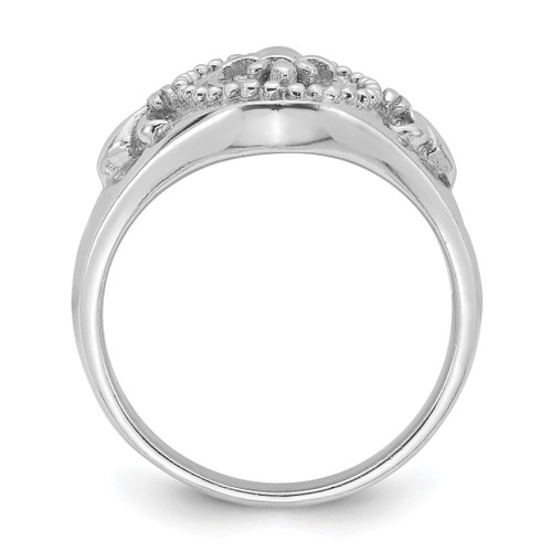 Sterling Silver Rhodium-Plated Fleur De Lis Ring, 3 mm - View 2