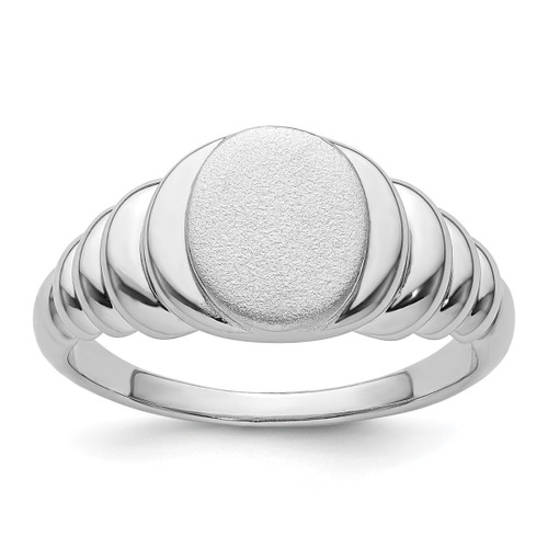 Sterling Silver Rhodium-Plated Satin and Polished Signet Ring, 1.6 mm