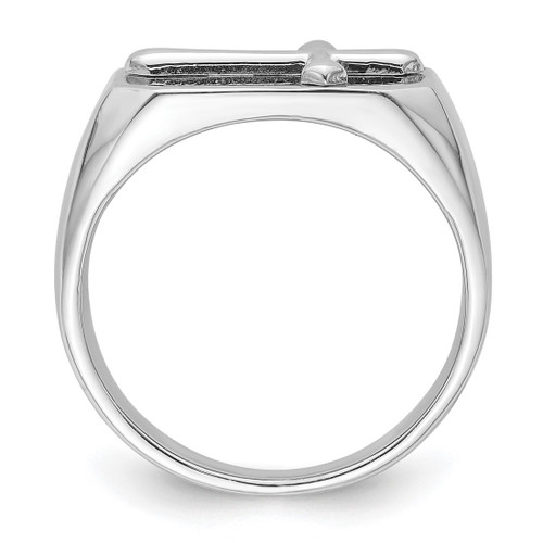 Sterling Silver Rhodium-Plated Polished Cross Ring, 3 mm - View 2