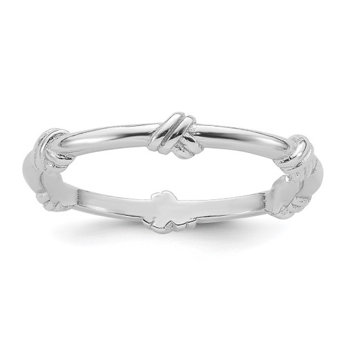 Sterling Silver Rhodium-Plated Knot Ring, 3.1 mm