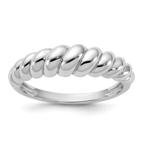 Sterling Silver Rhodium-Plated Scalloped Ring, 1.8 mm