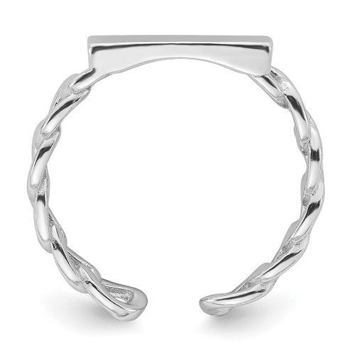 Sterling Silver Rhodium-Plated Bar and Chain Link Adjustable Ring, 4.3 mm - View 2
