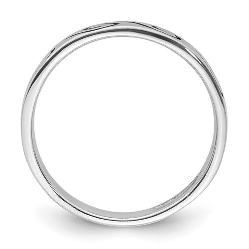 Sterling Silver Rhodium-Plated Antiqued Wave Design 4.5 mm Band Ring - View 2