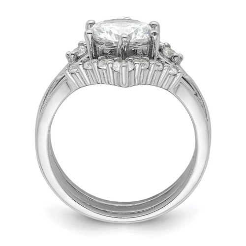 Sterling Silver Rhodium-Plated Cubic Zirconia Three Ring Set, 2.3 mm - View 2