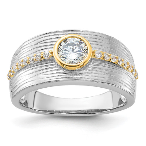 Sterling Silver Rhodium-Plated/Gold-Tone Cubic Zirconia Ring