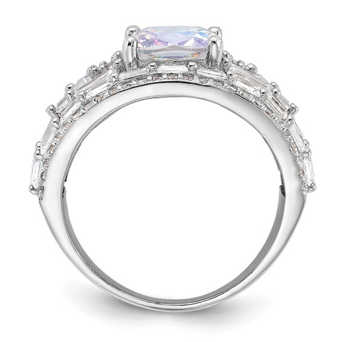 Sterling Silver Rhodium-Plated Clear and Iridescent Cubic Zirconia Ring - View 2