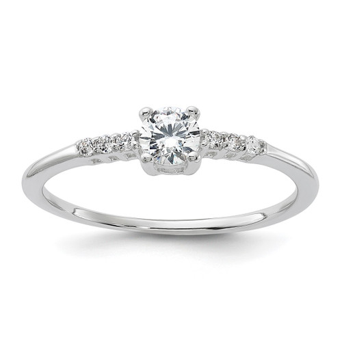 Sterling Silver E-Coated Cubic Zirconia Ring, 1 mm