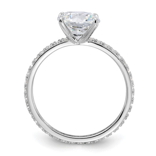 Sterling Silver Rhodium-Plated 8 mm Cubic Zirconia Solitaire Eternity Engagement Ring - View 2