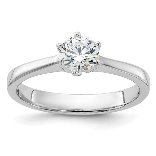 Sterling Silver Rhodium-Plated 5 mm Round Cubic Zirconia 6-Prong Engagement Ring