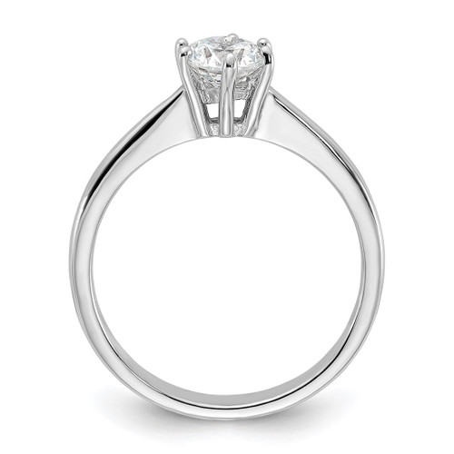 Sterling Silver Rhodium-Plated 5 mm Round Cubic Zirconia 6-Prong Engagement Ring - View 2