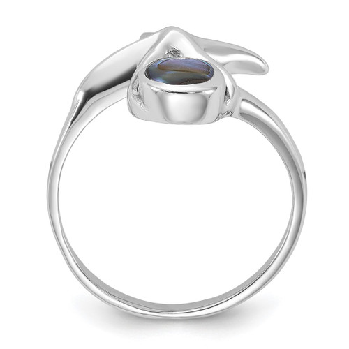 Sterling Silver Rhodium-Plated Polished Round Abalone with Starfish Ring, 1.75 mm - View 2
