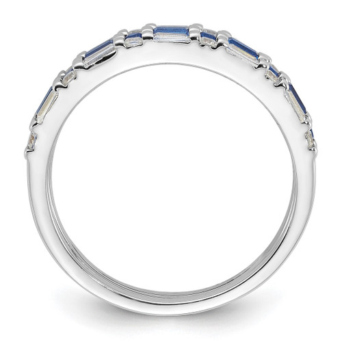 Sterling Silver Rhodium-Plated Blue and White Cubic Zirconia 3 Ring Set - View 2
