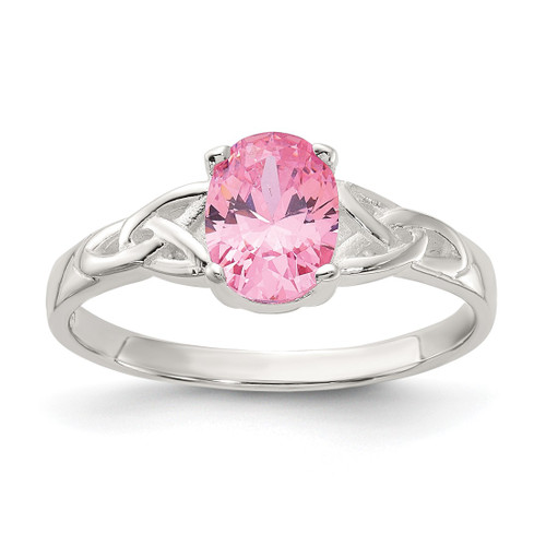 Sterling Silver Polished Pink Cubic Zirconia Ring