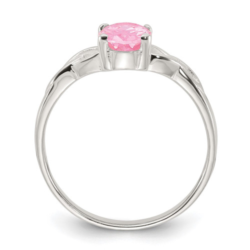 Sterling Silver Polished Pink Cubic Zirconia Ring - View 2