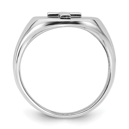 Sterling Silver Rhodium-Plated Polished Cross Men'S Ring - View 2