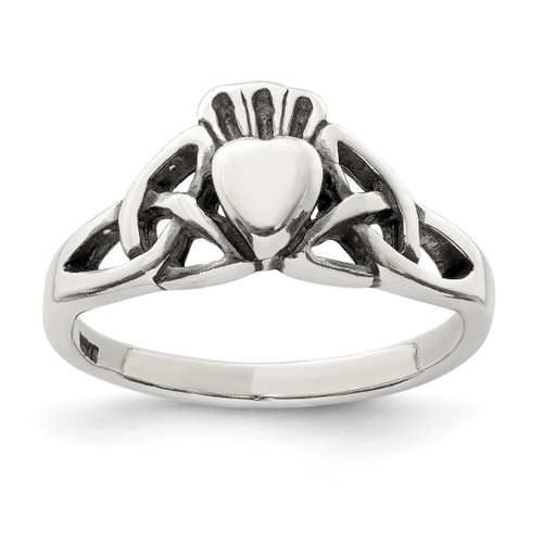 Sterling Silver Antiqued Claddagh Ring, 2 mm - QR956