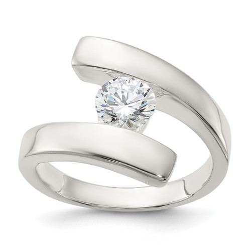 Sterling Silver Cubic Zirconia Ring, 4 mm