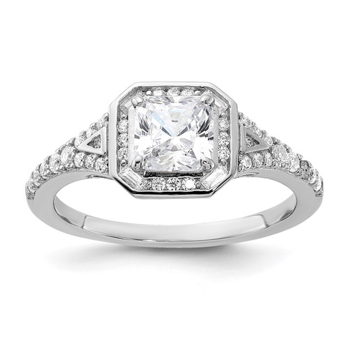 Sterling Shimmer Sterling Silver Rhodium-Plated Cubic Zirconia 41 Stone Open Back Ring