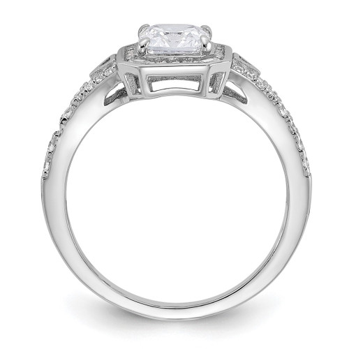 Sterling Shimmer Sterling Silver Rhodium-Plated Cubic Zirconia 41 Stone Open Back Ring - View 2