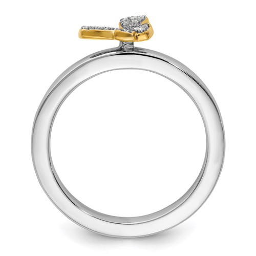 Rhodium-Plated Sterling Silver Stackable Expressions Gold-Plate Butterfly 0.066ct Diamond Ring - View 2