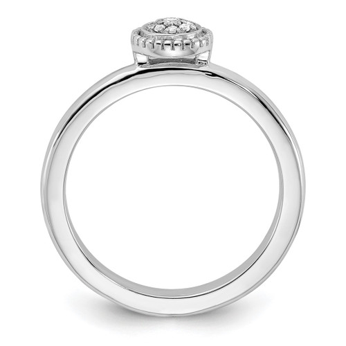 Sterling Silver Stackable Expressions 0.048ct Diamond Round Ring - View 2