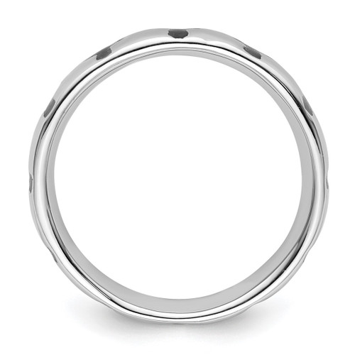 Rhodium-Plated Sterling Silver Stackable Expressions Polished Enameled Cross Ring, 4.5 mm - View 2