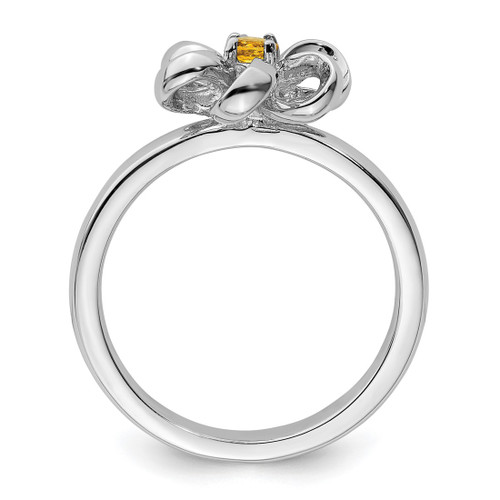 Rhodium-Plated Sterling Silver Stackable Expressions Polished Citrine Flower Ring, 2.25 mm - QSK112 - View 2