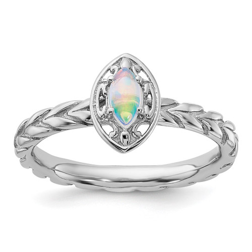 Sterling Silver Stackable Expressions Lab-Created Opal Ring - QSK1131