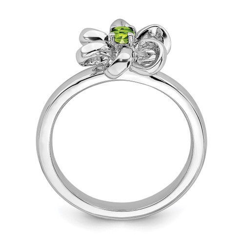 Rhodium-Plated Sterling Silver Stackable Expressions Polished Peridot Flower Ring, 2.25 mm - QSK114 - View 2