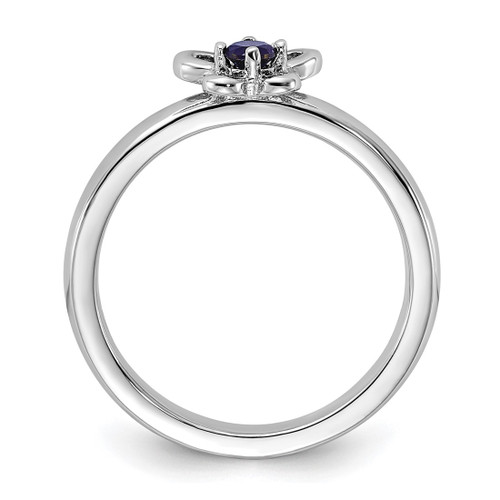 Sterling Silver Stackable Expressions Lab-Created Sapphire Ring - QSK1241 - View 2