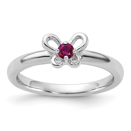 Sterling Silver Stackable Expressions Lab-Created Ruby Ring - QSK1243