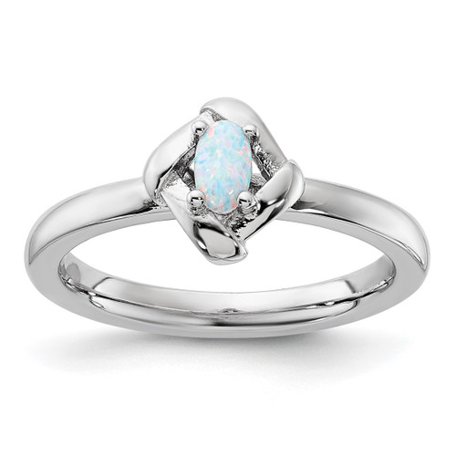 Sterling Silver Stackable Expressions Lab-Created Opal Ring - QSK1283