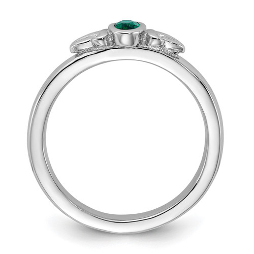 Sterling Silver Stackable Expressions Lab-Created Emerald Ring - QSK1288 - View 2