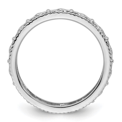 Rhodium-Plated Sterling Silver Stackable Expressions Polished Fleur De Lis Ring, 4.5 mm - QSK129 - View 2