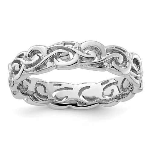 Rhodium-Plated Sterling Silver Stackable Expressions Polished Ring, 4.5 mm - QSK130