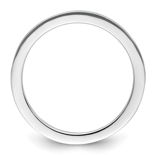 Rhodium-Plated Sterling Silver Stackable Expressions Blue Enameled 1.5 mm Ring - View 2