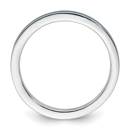 Rhodium-Plated Sterling Silver Stackable Expressions Blue Enameled 2.25 mm Ring - View 2