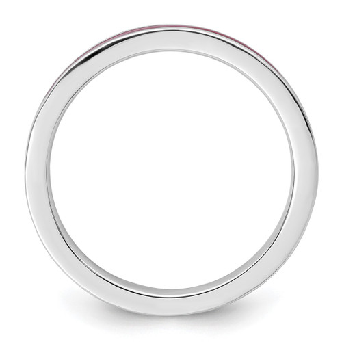 Rhodium-Plated Sterling Silver Stackable Expressions Red Enameled 2.25 mm Ring - View 2