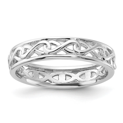 Sterling Silver Stackable Expressions Carved Band Ring - QSK1443