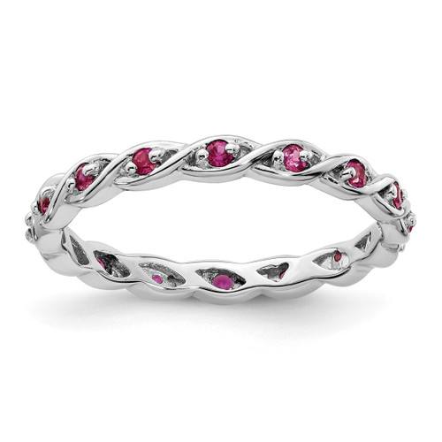 Sterling Silver Stackable Expressions Lab-Created Ruby Ring - QSK1476