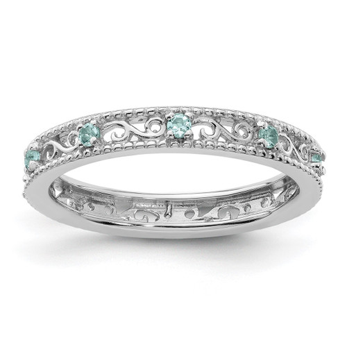 Sterling Silver Stackable Expressions Aquamarine Ring - QSK1484